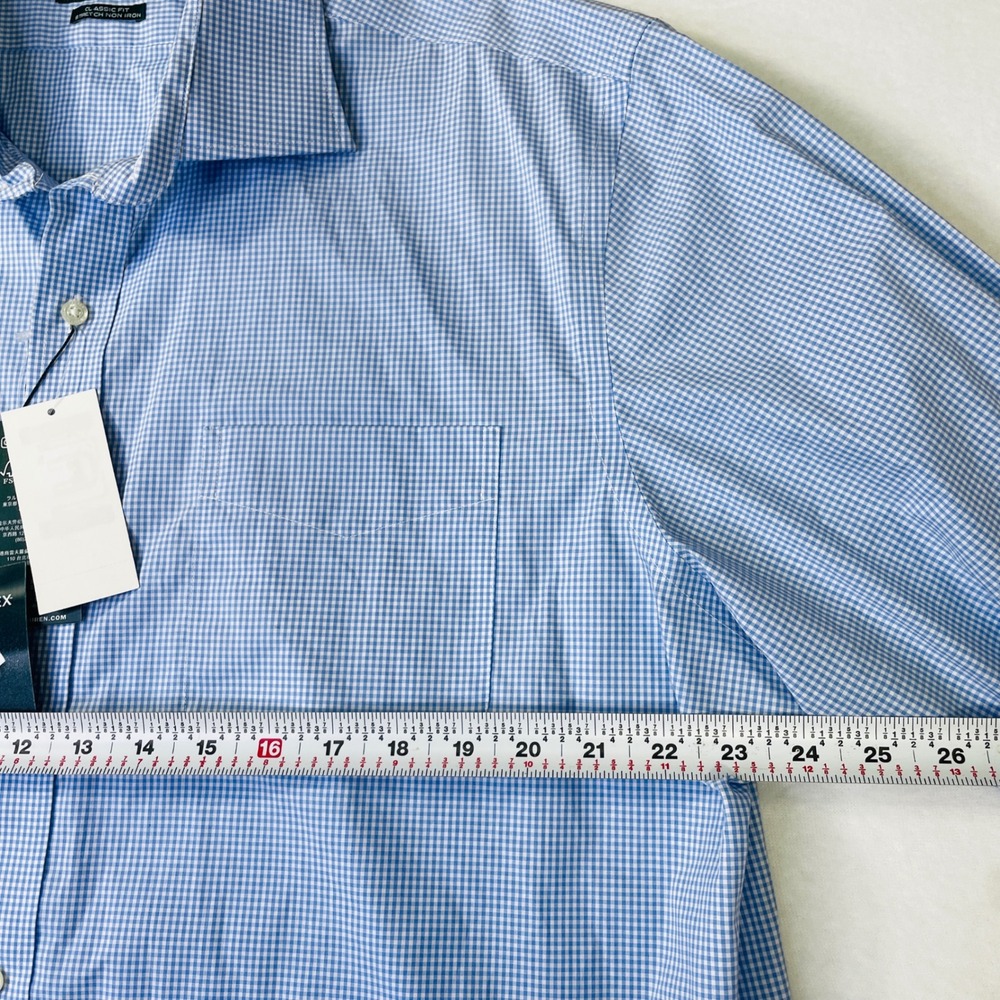NWT Lauren Ralph Lauren Men Ultraflex Dress Shirt Blue Gingham Non-Iron 17.5 - Picture 8 of 10